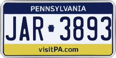PA license plate JAR3893