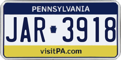 PA license plate JAR3918