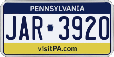 PA license plate JAR3920