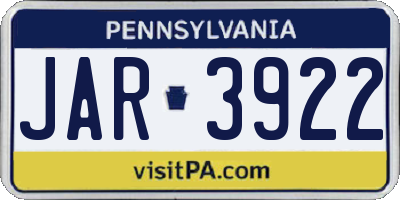 PA license plate JAR3922