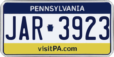 PA license plate JAR3923
