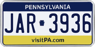 PA license plate JAR3936