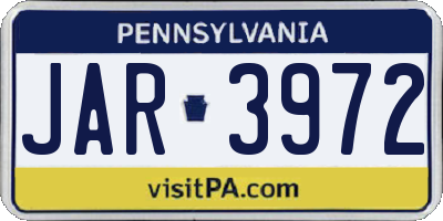 PA license plate JAR3972