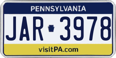 PA license plate JAR3978