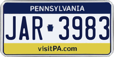 PA license plate JAR3983