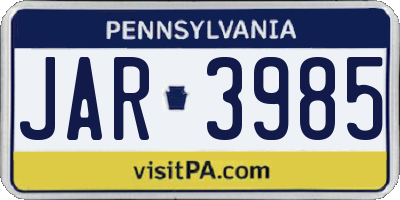 PA license plate JAR3985