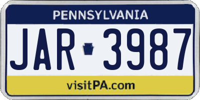 PA license plate JAR3987