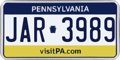 PA license plate JAR3989