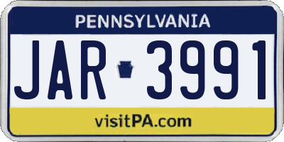PA license plate JAR3991