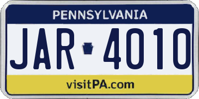 PA license plate JAR4010