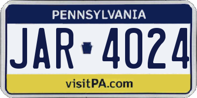 PA license plate JAR4024