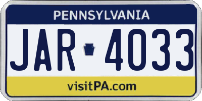 PA license plate JAR4033