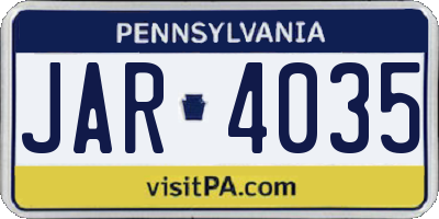 PA license plate JAR4035