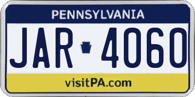 PA license plate JAR4060