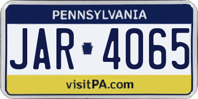 PA license plate JAR4065