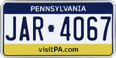 PA license plate JAR4067