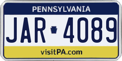 PA license plate JAR4089