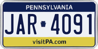 PA license plate JAR4091