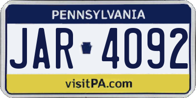 PA license plate JAR4092