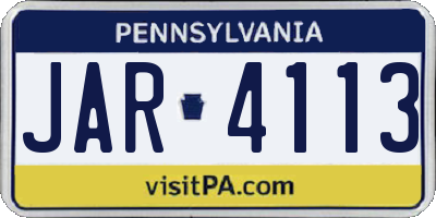 PA license plate JAR4113