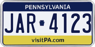 PA license plate JAR4123