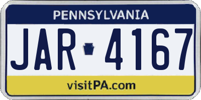PA license plate JAR4167