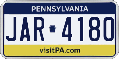 PA license plate JAR4180