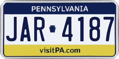 PA license plate JAR4187
