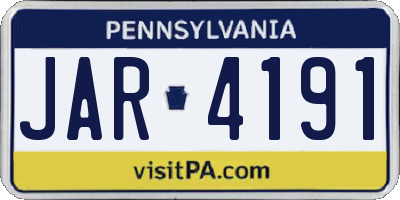 PA license plate JAR4191