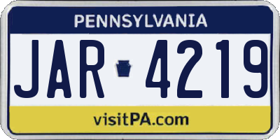PA license plate JAR4219