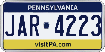 PA license plate JAR4223