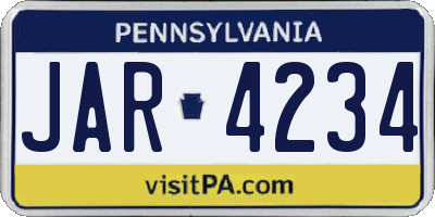 PA license plate JAR4234