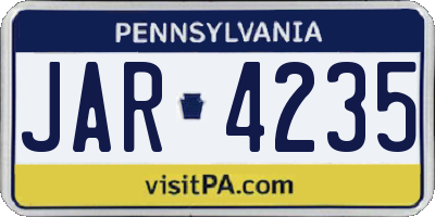 PA license plate JAR4235