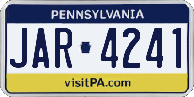 PA license plate JAR4241