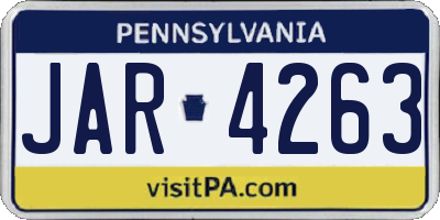 PA license plate JAR4263
