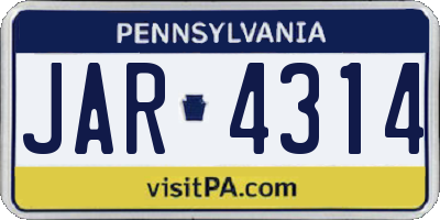 PA license plate JAR4314