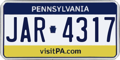 PA license plate JAR4317