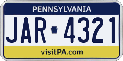 PA license plate JAR4321