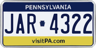 PA license plate JAR4322
