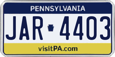 PA license plate JAR4403