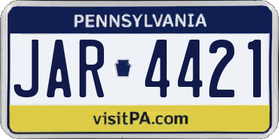 PA license plate JAR4421