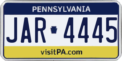 PA license plate JAR4445