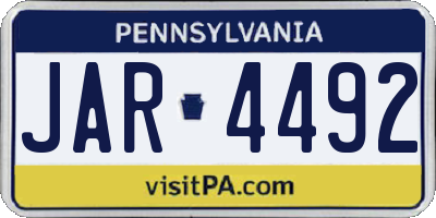 PA license plate JAR4492
