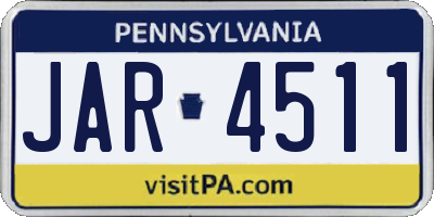 PA license plate JAR4511