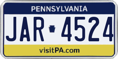 PA license plate JAR4524