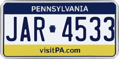 PA license plate JAR4533