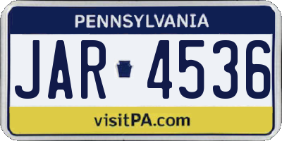 PA license plate JAR4536