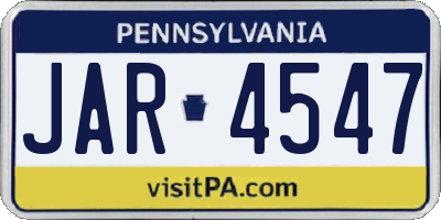 PA license plate JAR4547