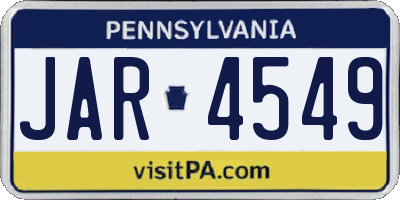 PA license plate JAR4549
