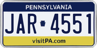 PA license plate JAR4551